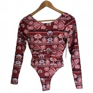 Phax Swimsuit Small Twist Front Long Sleeve One Piece Warm Brown NEW one piece